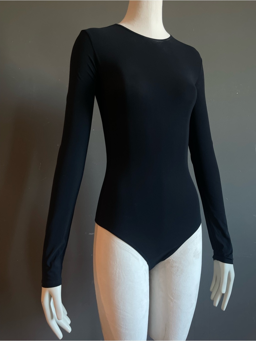 ALIX NYC Leroy Black Long Sleeve Crew Neck Thong Bodysuit Minimalist Size Small